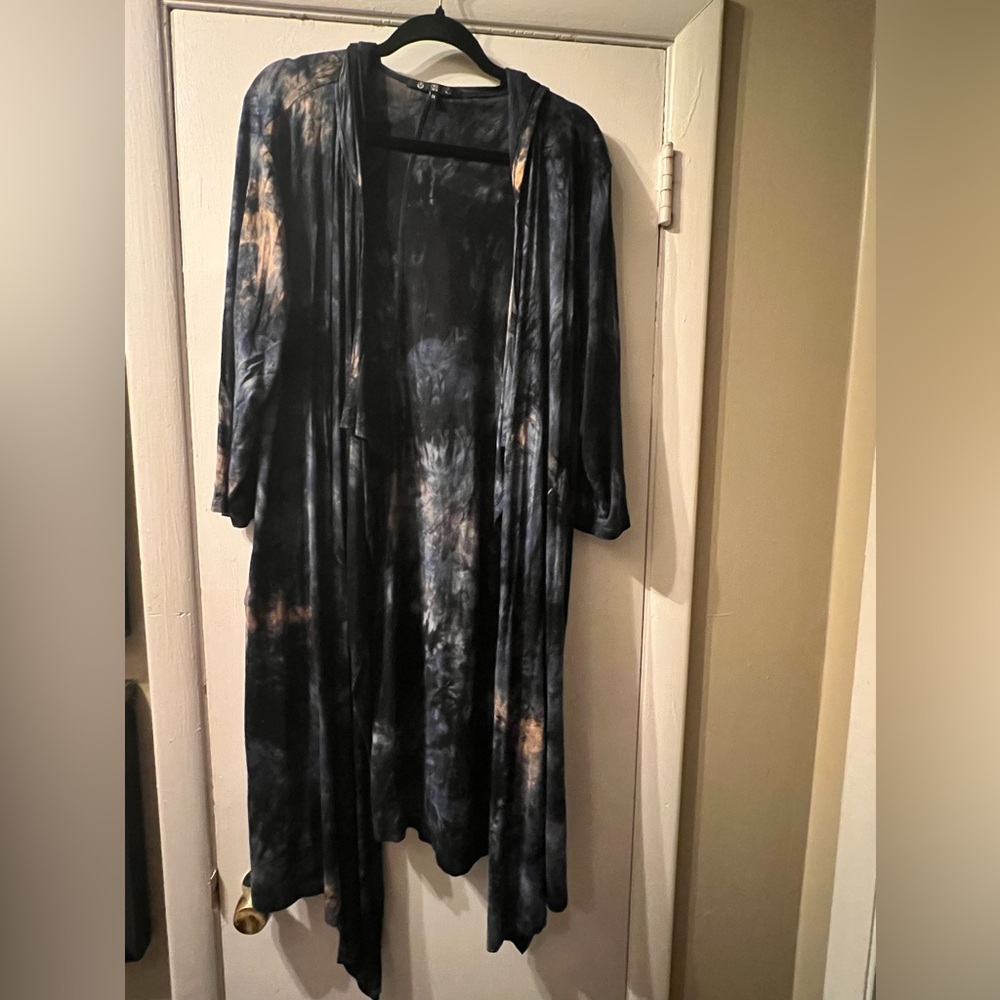 BAPS- Fashionable Blue and Brown Tie Dye Patterned Cardigan